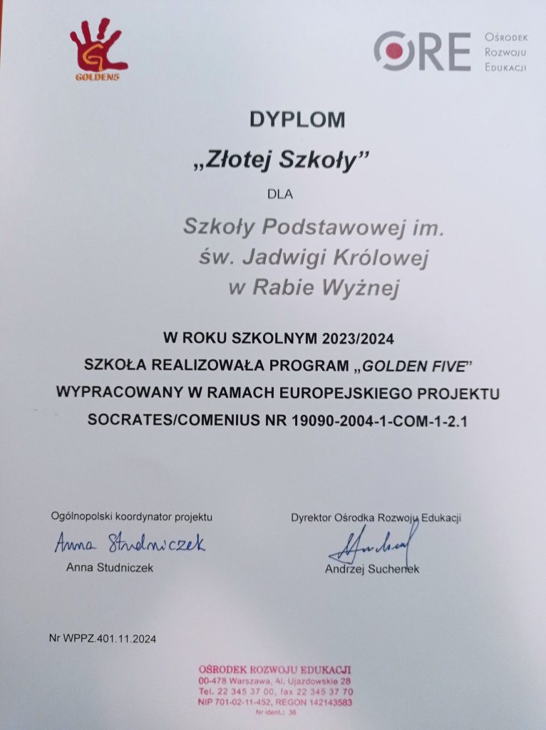 tytuł Złotej Szkoły